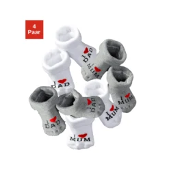 Vivance Umschlagsocken »I Love Mum, I Love Dad«, (4 Paar), Mit Umschlagbündchen
