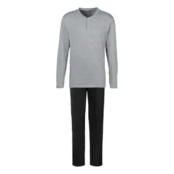 S.Oliver Pyjama, (2 Tlg., 1 Stück), Melange Oberteil Mit Knopfleiste -Angebote Bade Fein Store 33b364a85e2689af8e98ebc3f5f73b74