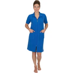 Wewo Fashion Damenbademantel »033«, (1 St.), Strandkleid, Kurz, Mit Reißverschluss, Kragen Mit Kordel, Kurzarm