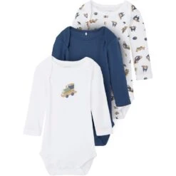 Name It Langarmbody »NBMBODY 3P LS DARK DENIM«, (Packung, 3 Tlg.)