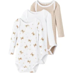 Name It Langarmbody »NBNBODY 3P LS INCENSE TEDDY«, (Packung, 3 Tlg.)