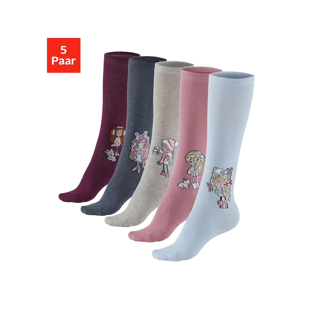 H.I.S Kniestrümpfe, (5 Paar), Mit Eingestricktem Motiv 1 H.I.S Kniestrümpfe, (5 Paar), Mit Eingestricktem Motiv