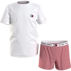 Tommy Hilfiger Underwear Pyjama »CN SS SHORT PJ SET«, (Set, 2 Tlg.), Mit Tommy Hilfiger Markenlabel