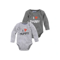 Klitzeklein Langarmbody »Mummy&Daddy«, (Packung), Aus Bio-Baumwolle, Baby-Body