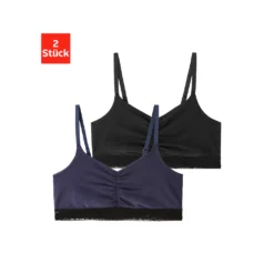 Schiesser Bustier, Mit Spitzenbündchen Und Raffung Vorn