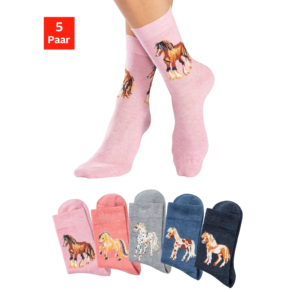 H.I.S Socken, (5 Paar), Mit Unterschiedlichen Pferdemotiven 2 H.I.S Socken, (5 Paar), Mit Unterschiedlichen Pferdemotiven – Bild 2