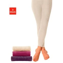 Rogo Strickleggings, (Packung, 3 Tlg.), In Feinrippqualität