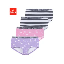 Bench. Panty, (Packung, 4 St.), In Grau Gestreift Und Mit Pferdedruck