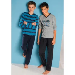 AUTHENTIC LE JOGGER Pyjama, (4 Tlg., 2 Stück), Mit Lässigem Druck Und Gedruckten Streifen -Angebote Bade Fein Store f860529c9e679f4e7da97dede51ad863